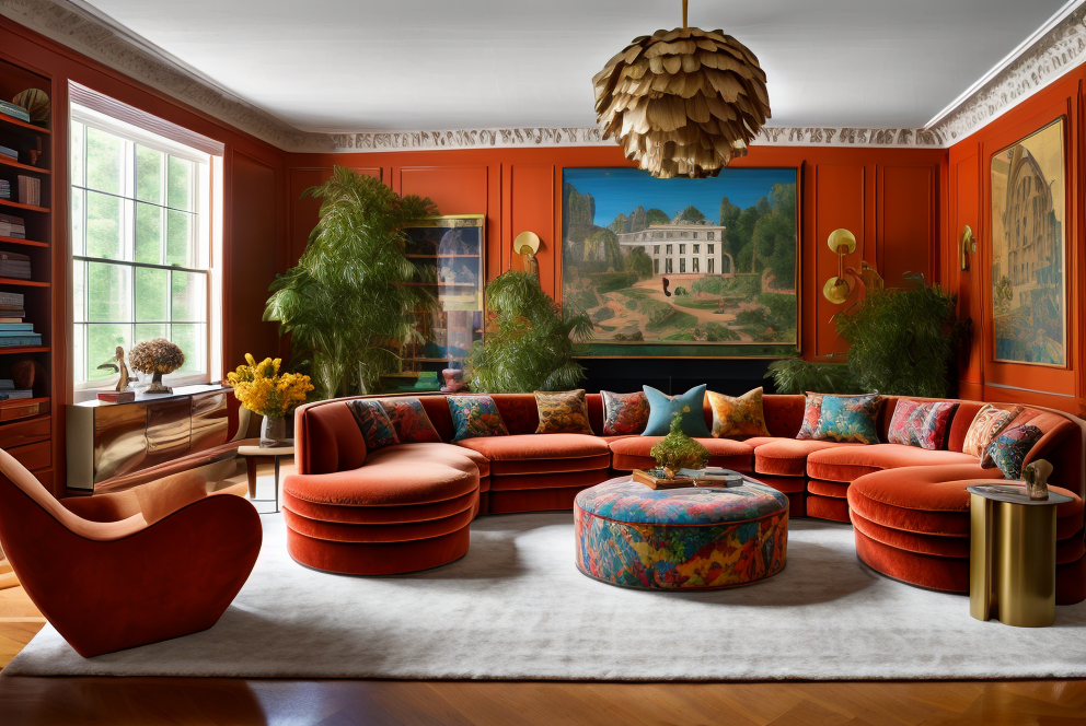 (archmagazine:1.0) architectural digest photo of a maximalist living room, perspective view, video game concept art, hidde...
